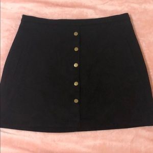 Faux suade high waist skirt with gold buttons